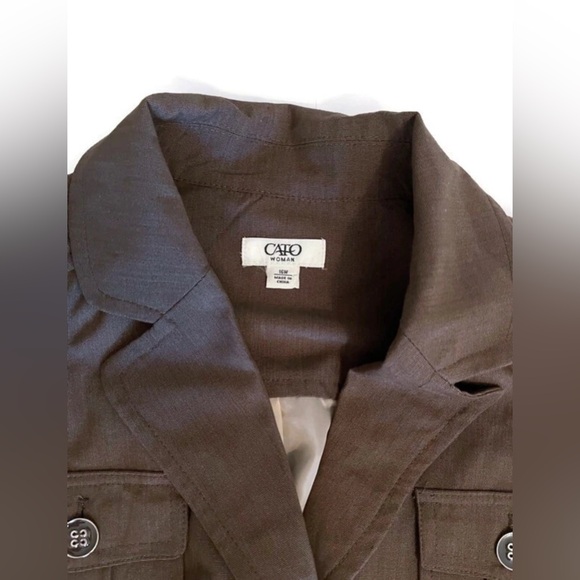 Cato Women’s Size 16W Grayish Brown Belted Trenchcoat with Shoulder Pads - Picture 6 of 6